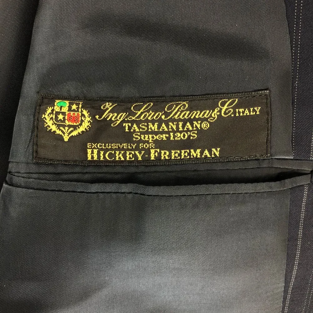Hickey Freeman Blazer‎ Loro Piana Tasmanian 120s Wool Navy Pinstripe Jacket 41L